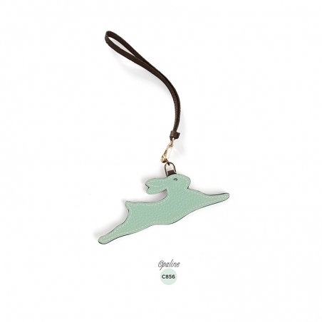 'En L'Air Clé Lièvre' Nappa Leather Key Chain and Charms Opaline & Gold
