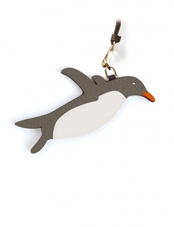 'En L'Air Clé Pingouin' Nappa Leather Key Chain and Charms Elephant Grey & Gold