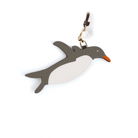 'En L'Air Clé Pingouin' Nappa Leather Key Chain and Charms Elephant Grey & Gold