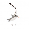 'En L'Air Clé Pingouin' Porte Clé et Charms en Cuir Nappa Perle & Or