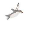 'En L'Air Clé Pingouin' Nappa Leather Key Chain and Charms Pearl Grey & Gold