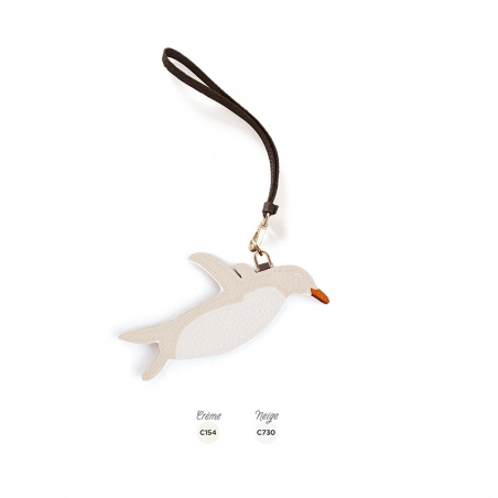 'En L'Air Clé Pingouin' Nappa Leather Key Chain and Charms Cream & Gold