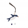 'En L'Air Clé Pingouin' Porte Clé et Charms en Cuir Nappa Marine & Or
