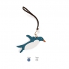 'En L'Air Clé Pingouin' Nappa Leather Key Chain and Charms Indigo & Gold
