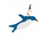 'En L'Air Clé Pingouin' Porte Clé et Charms en Cuir Nappa Cyan & Or