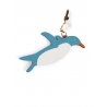 'En L'Air Clé Pingouin' Nappa Leather Key Chain and Charms Sky Blue & Gold