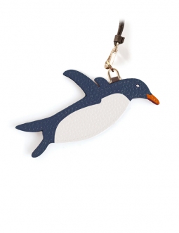 'En L'Air Clé Pingouin' Nappa Leather Key Chain and Charms Night Blue & Gold