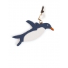 'En L'Air Clé Pingouin' Porte Clé et Charms en Cuir Nappa Bleu Nuit & Or
