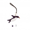 'En L'Air Clé Pingouin' Porte Clé et Charms en Cuir Nappa Cassis & Or