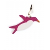 'En L'Air Clé Pingouin' Porte Clé et Charms en Cuir Nappa Fuchsia & Or