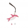 'En L'Air Clé Pingouin' Porte Clé et Charms en Cuir Nappa Rose & Or