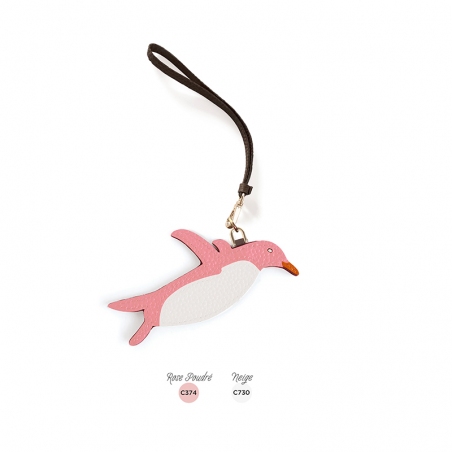 'En L'Air Clé Pingouin' Nappa Leather Key Chain and Charms Light Pink & Gold