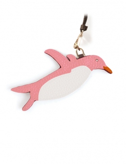 'En L'Air Clé Pingouin' Nappa Leather Key Chain and Charms Light Pink & Gold