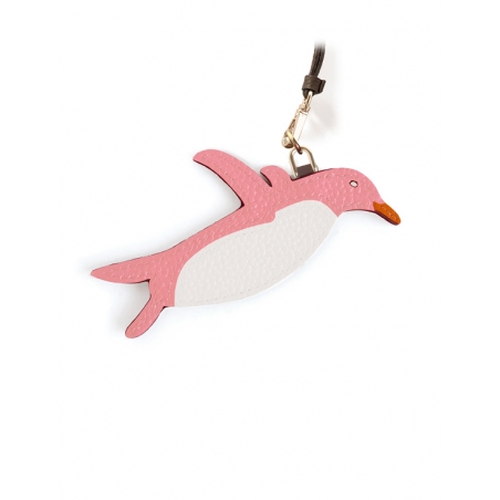 'En L'Air Clé Pingouin' Nappa Leather Key Chain and Charms Light Pink & Gold