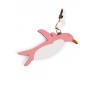 'En L'Air Clé Pingouin' Porte Clé et Charms en Cuir Nappa Rose Poudré & Or
