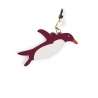 'En L'Air Clé Pingouin' Porte Clé et Charms en Cuir Nappa Bordeaux & Or