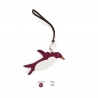 'En L'Air Clé Pingouin' Porte Clé et Charms en Cuir Nappa Bordeaux & Or