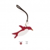 'En L'Air Clé Pingouin' Porte Clé et Charms en Cuir Nappa Écrevisse & Or