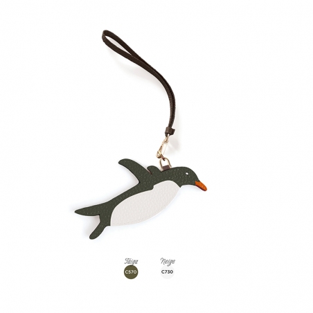 'En L'Air Clé Pingouin' Nappa Leather Key Chain and Charms Taiga & Gold