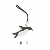 'En L'Air Clé Pingouin' Porte Clé et Charms en Cuir Nappa Taiga & Or