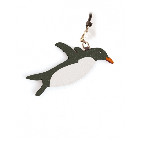 'En L'Air Clé Pingouin' Nappa Leather Key Chain and Charms Taiga & Gold