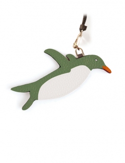 'En L'Air Clé Pingouin' Porte Clé et Charms en Cuir Nappa Asperge & Or