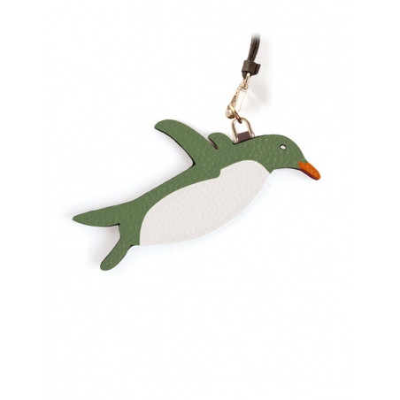 'En L'Air Clé Pingouin' Nappa Leather Key Chain and Charms Asperge & Gold