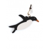 'En L'Air Clé Pingouin' Porte Clé et Charms en Cuir Nappa Ébène & Or