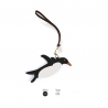 'En L'Air Clé Pingouin' Porte Clé et Charms en Cuir Nappa Ébène & Or