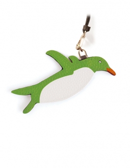 'En L'Air Clé Pingouin' Nappa Leather Key Chain and Charms Apple Green & Gold