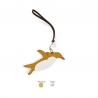 'En L'Air Clé Pingouin' Nappa Leather Key Chain and Charms Moutarde & Gold