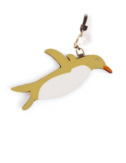 'En L'Air Clé Pingouin' Nappa Leather Key Chain and Charms Anis & Gold