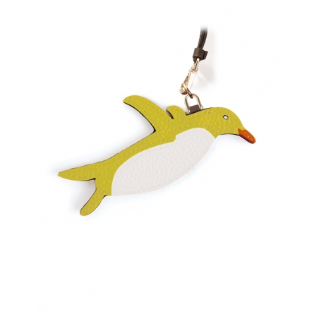 'En L'Air Clé Pingouin' Nappa Leather Key Chain and Charms Paille & Gold