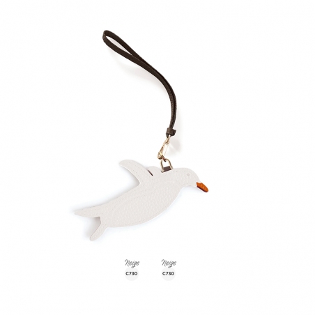 'En L'Air Clé Pingouin' Nappa Leather Key Chain and Charms Snow White & Gold