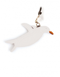 'En L'Air Clé Pingouin' Nappa Leather Key Chain and Charms Snow White & Gold