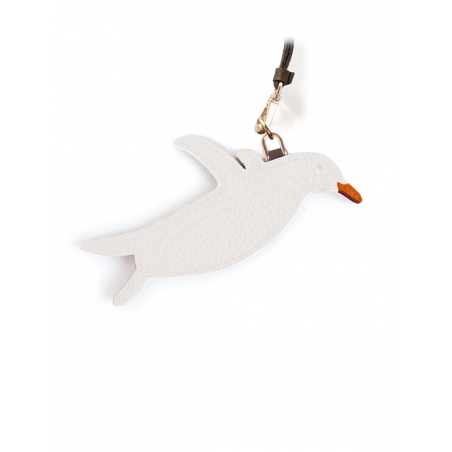 'En L'Air Clé Pingouin' Nappa Leather Key Chain and Charms Snow White & Gold