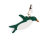 'En L'Air Clé Pingouin' Porte Clé et Charms en Cuir Nappa Vert Pin & Or
