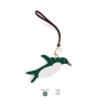 'En L'Air Clé Pingouin' Porte Clé et Charms en Cuir Nappa Vert Pin & Or