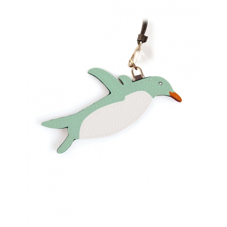 'En L'Air Clé Pingouin' Nappa Leather Key Chain and Charms Opaline & Gold