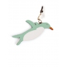 'En L'Air Clé Pingouin' Porte Clé et Charms en Cuir Nappa Opaline & Or