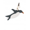 'En L'Air Clé Pingouin' Porte Clé et Charms en Cuir Nappa Ardoise & Or