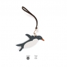 'En L'Air Clé Pingouin' Porte Clé et Charms en Cuir Nappa Ardoise & Or