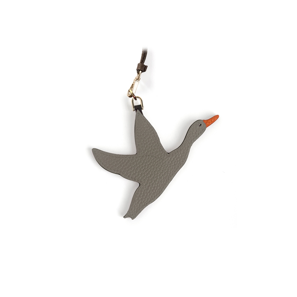 'En L'Air Clé Oie' Nappa Leather Key Chain and Charms Elephant Grey & Gold