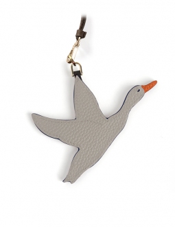 'En L'Air Clé Oie' Nappa Leather Key Chain and Charms Pearl Grey & Gold