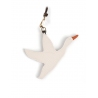 'En L'Air Clé Oie' Porte Clé et Charms en Cuir Nappa Crème & Or