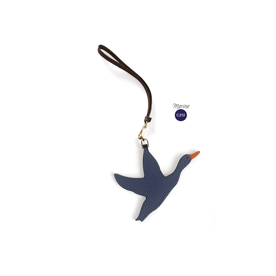 'En L'Air Clé Oie' Nappa Leather Key Chain and Charms Navy Blue & Gold