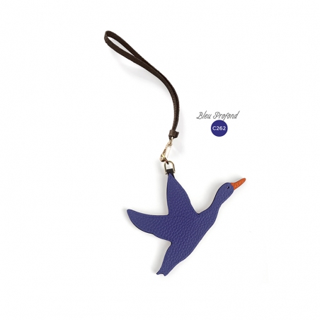 'En L'Air Clé Oie' Nappa Leather Key Chain and Charms Deep Blue & Gold