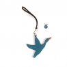 'En L'Air Clé Oie' Porte Clé et Charms en Cuir Nappa Indigo & Or