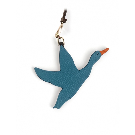 'En L'Air Clé Oie' Nappa Leather Key Chain and Charms Indigo & Gold