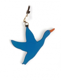 'En L'Air Clé Oie' Nappa Leather Key Chain and Charms Cyan & Gold